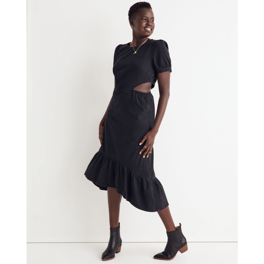 Madewell Denim Cutout Midi Dress in Mulgrove Wash